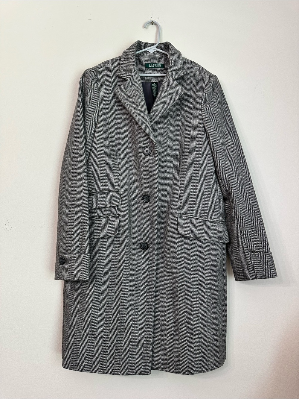 Ralph Lauren Gray Herringbone Pea Coat